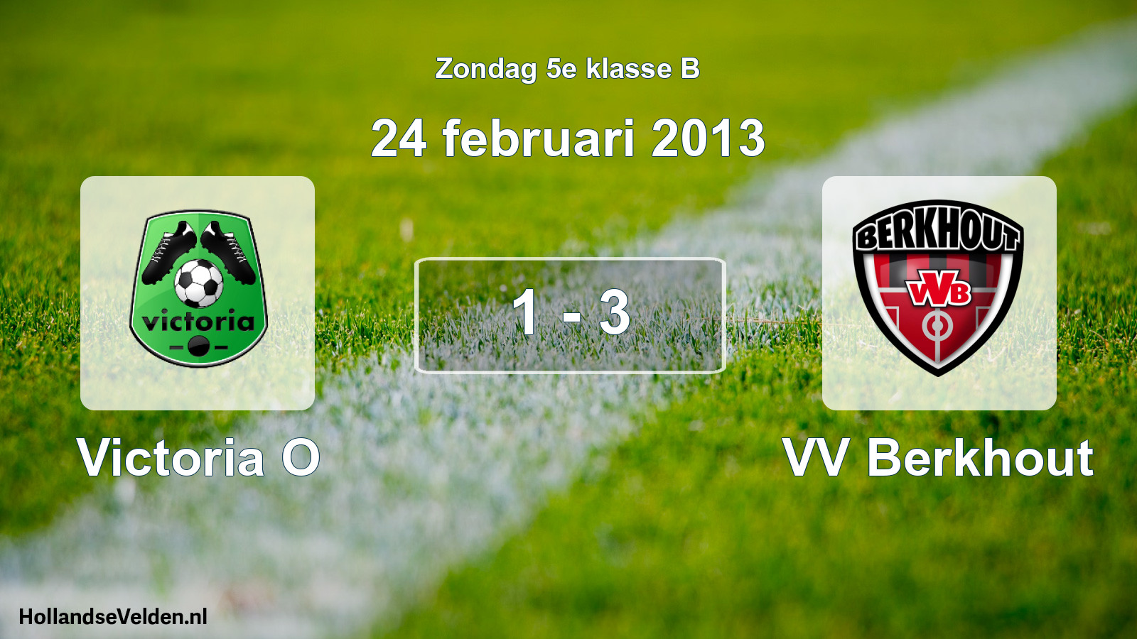 Total number of matches played: Victoria O - VV Berkhout 1 - 3 (24 February 2013)