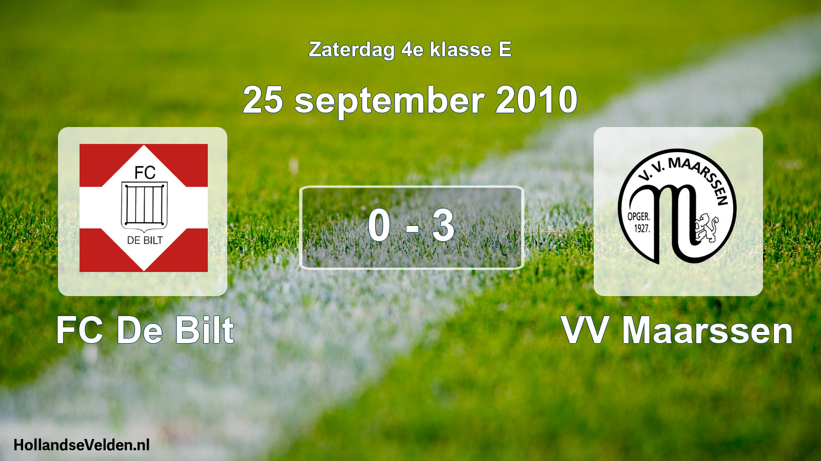 Total number of matches played: FC De Bilt - VV Maarssen 0 - 3 (25 September 2010)