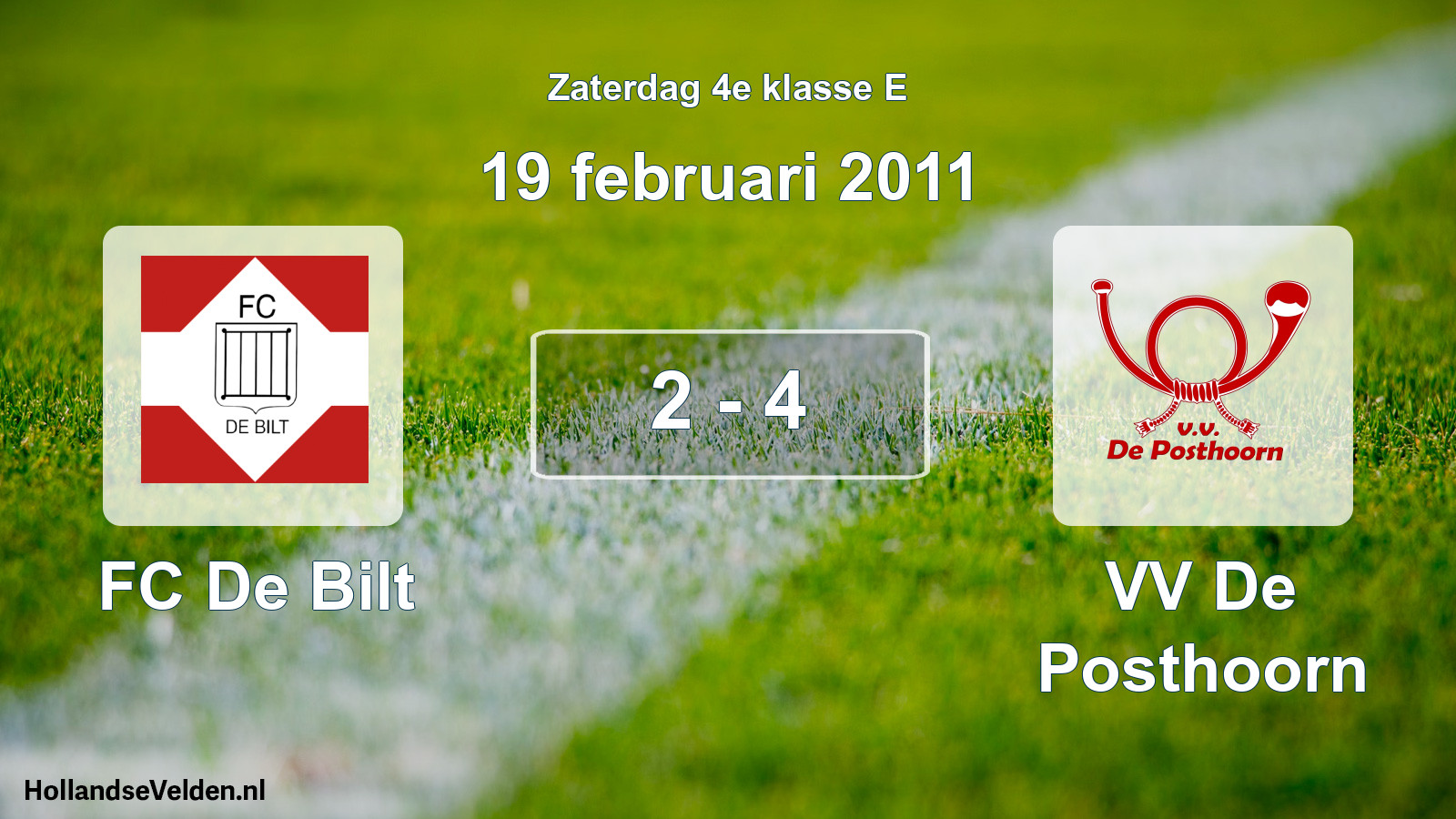 Total number of matches played: FC De Bilt - VV De Posthoorn 2 - 4 (19 February 2011)