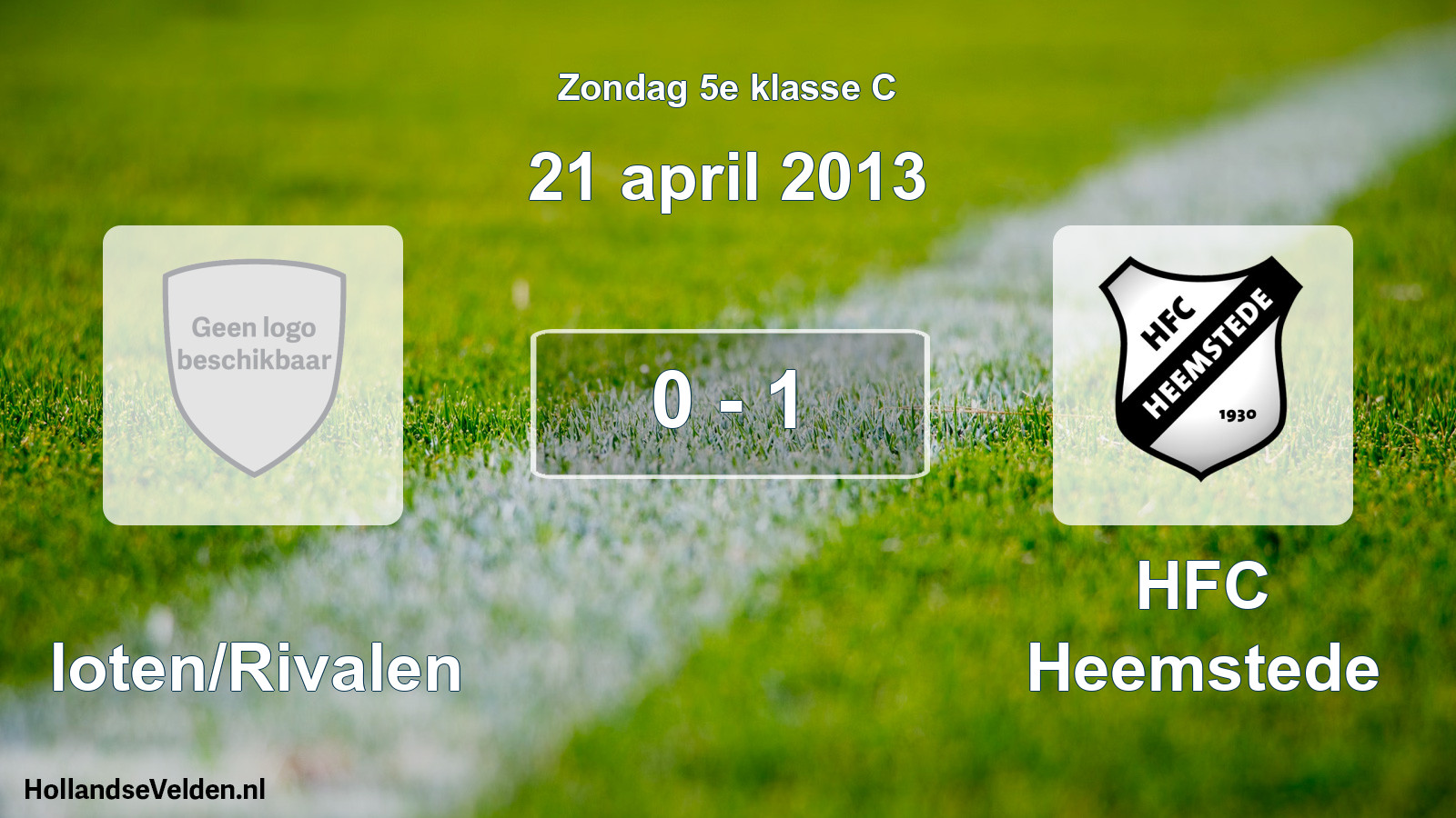 Total number of matches played: Sloten/Rivalen - HFC Heemstede 0 - 1 (21 April 2013)