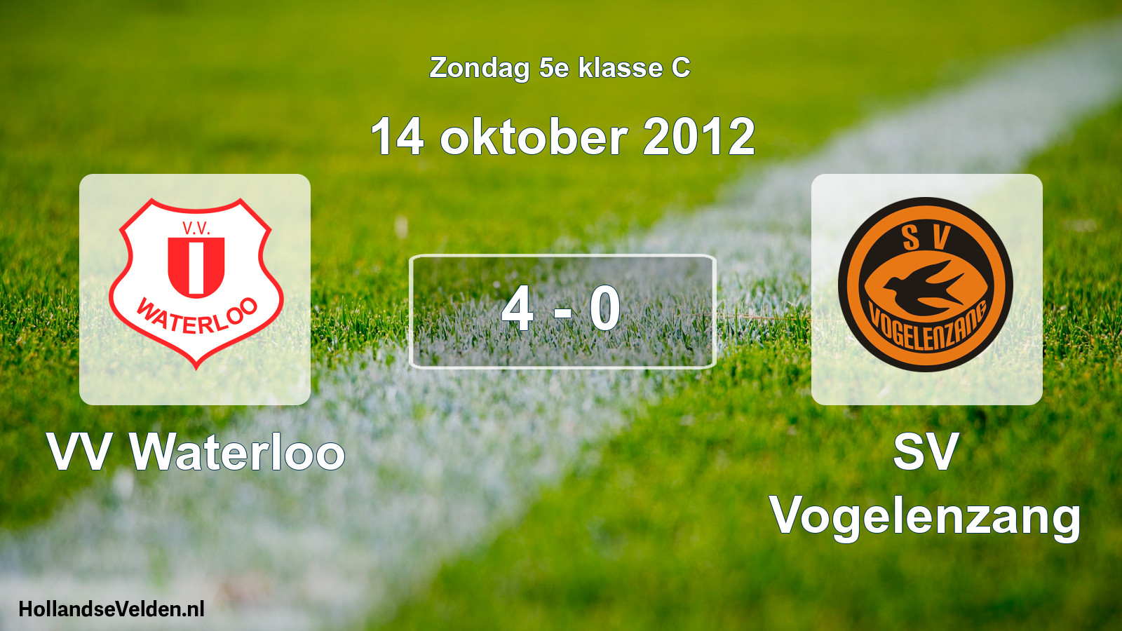 Total number of matches played: VV Waterloo - SV Vogelenzang 4 - 0 (14 October 2012)