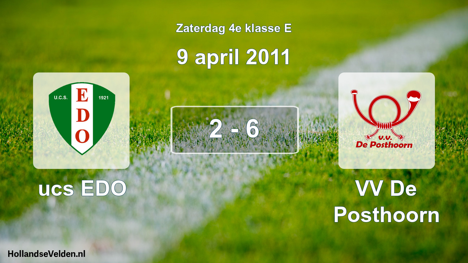 Total number of matches played: ucs EDO - VV De Posthoorn 2 - 6 (9 April 2011)