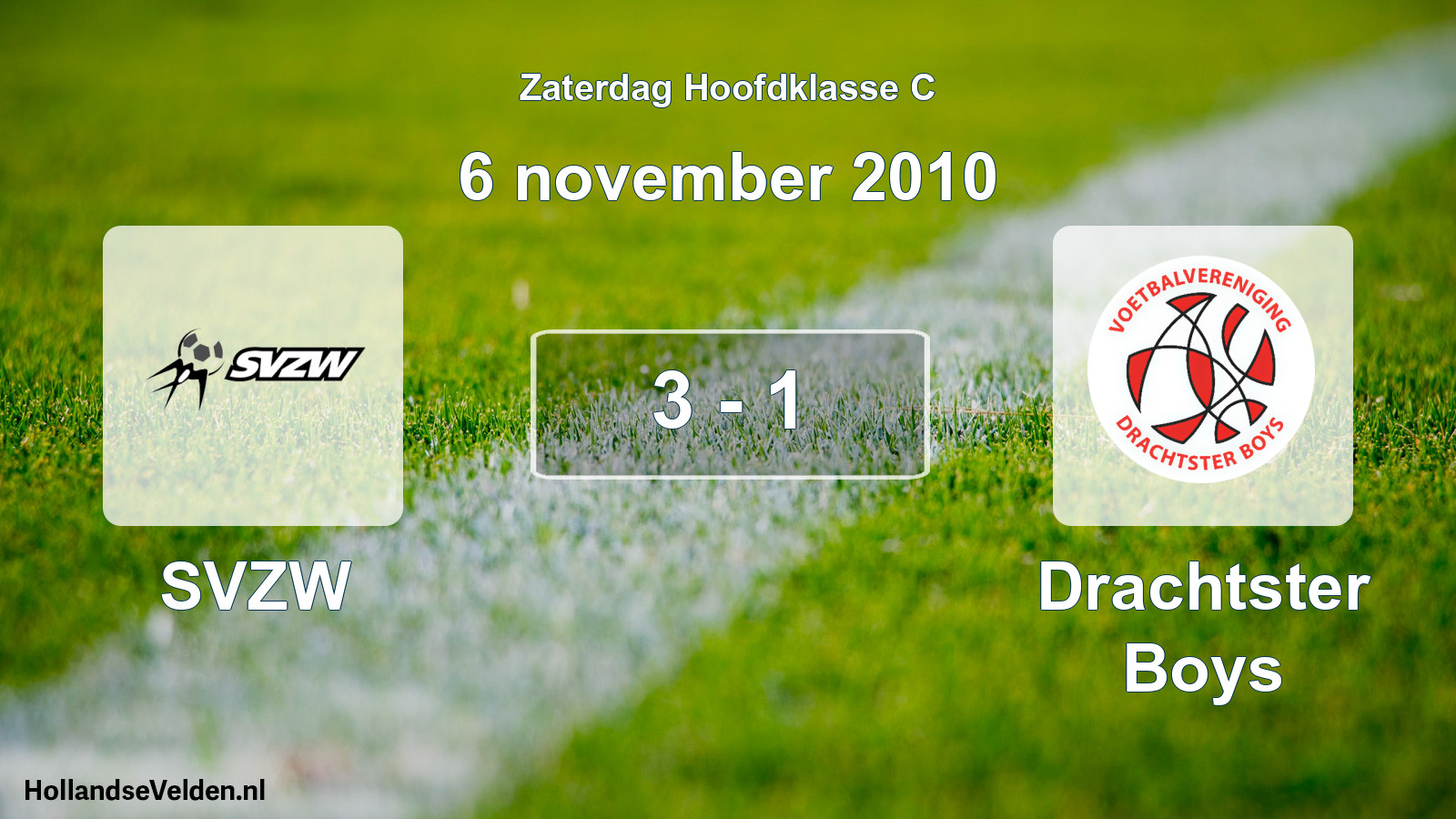 Total number of matches played: SVZW - Drachtster Boys 3 - 1 (6 November 2010)