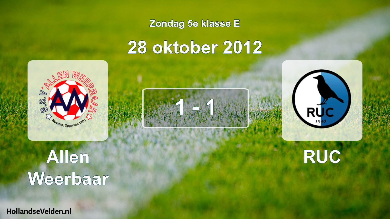 Total number of matches played: Allen Weerbaar - RUC 1 - 1 (28 October 2012)
