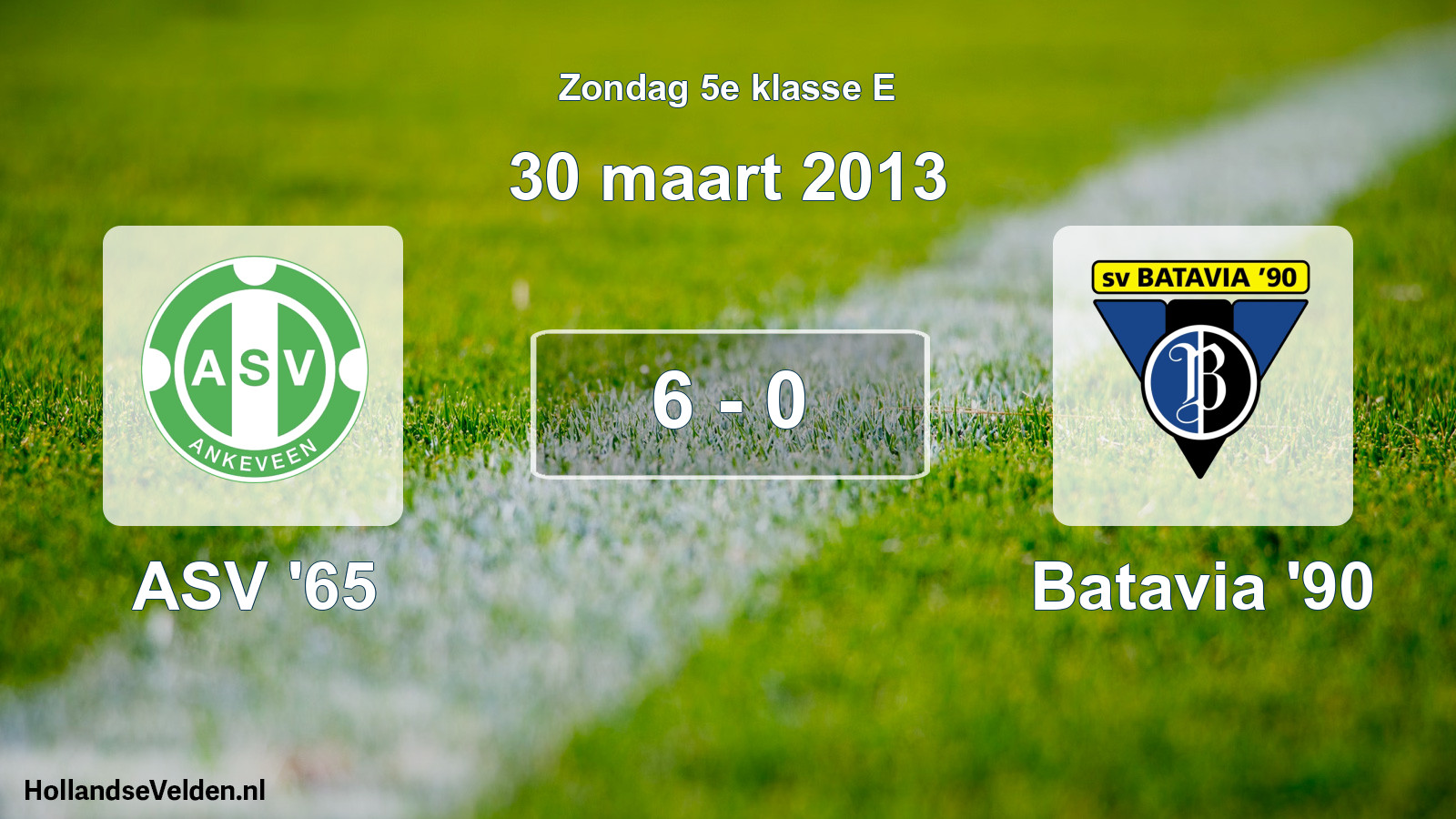 Total number of matches played: ASV '65 - Batavia '90 6 - 0 (30 March 2013)