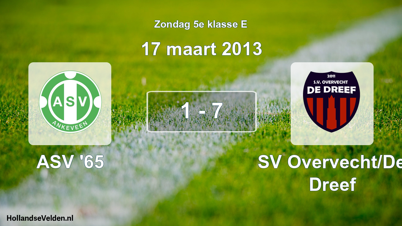 Total number of matches played: ASV '65 - SV Overvecht/De Dreef 1 - 7 (17 March 2013)