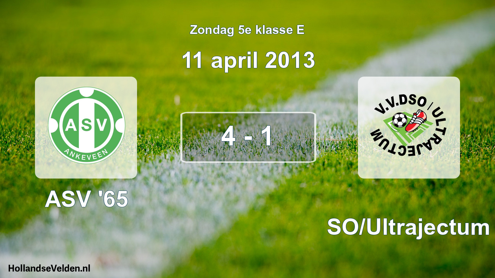 Total number of matches played: ASV '65 - DSO/Ultrajectum 4 - 1 (11 April 2013)