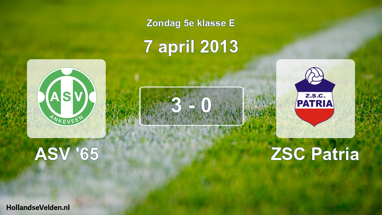 Total number of matches played: ASV '65 - ZSC Patria 3 - 0 (7 April 2013)