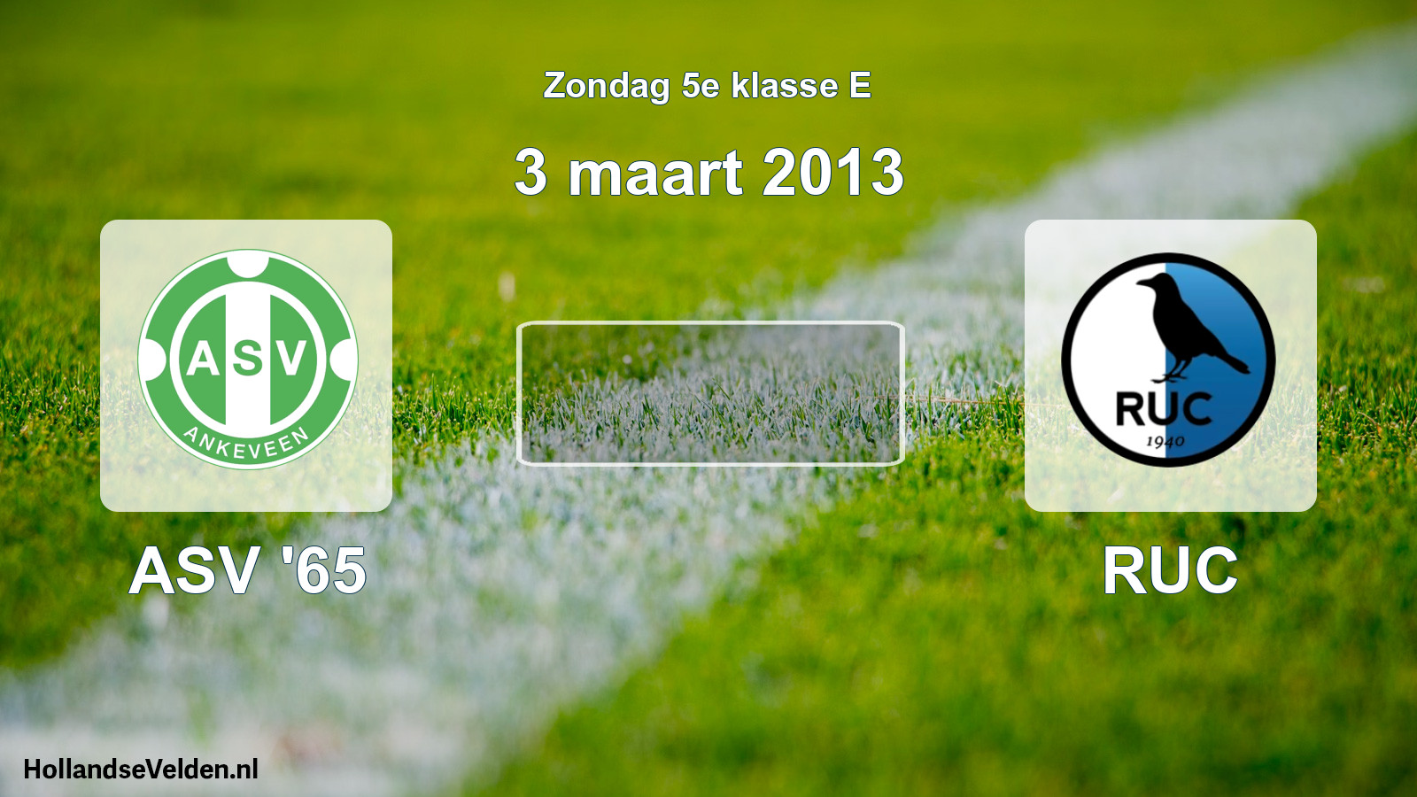 Scheduled Match: ASV '65 - RUC (3 March 2013)