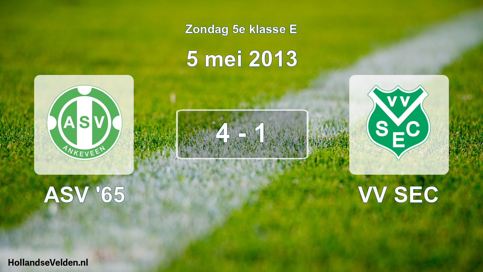 Total number of matches played: ASV '65 - VV SEC 4 - 1 (5 May 2013)