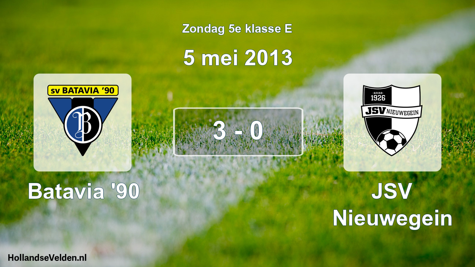 Total number of matches played: Batavia '90 - JSV Nieuwegein 3 - 0 (5 May 2013)
