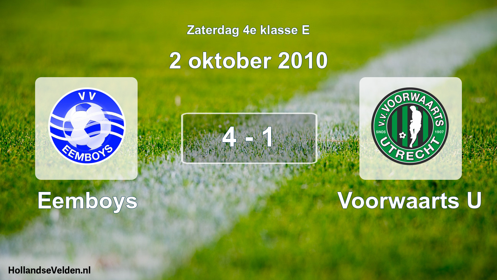 Total number of matches played: Eemboys - Voorwaarts U 4 - 1 (2 October 2010)