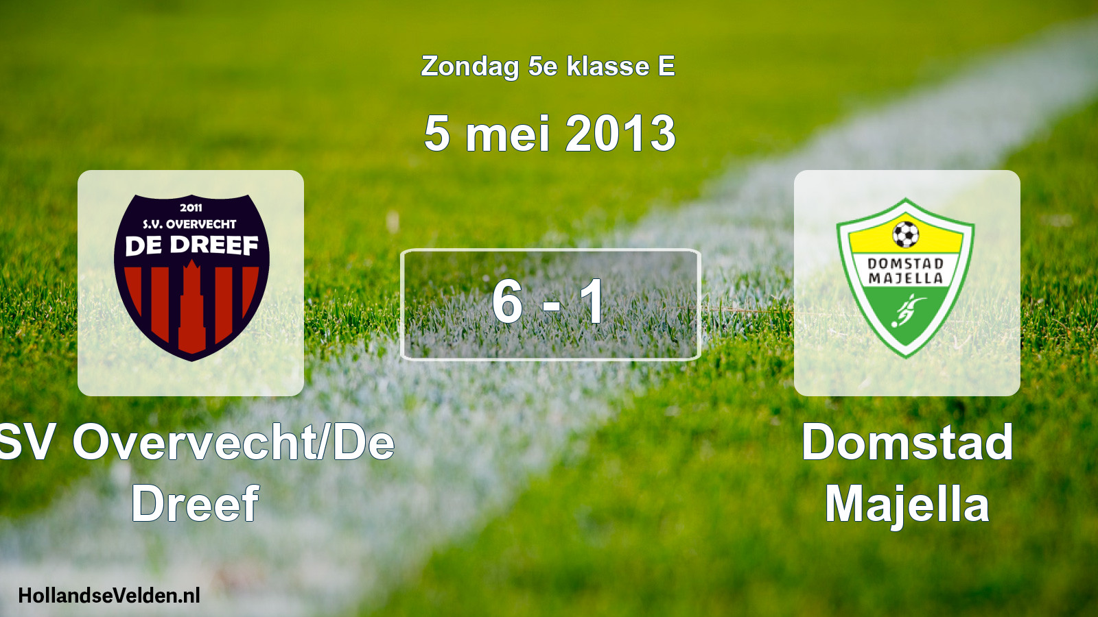 Total number of matches played: SV Overvecht/De Dreef - Domstad Majella 6 - 1 (5 May 2013)