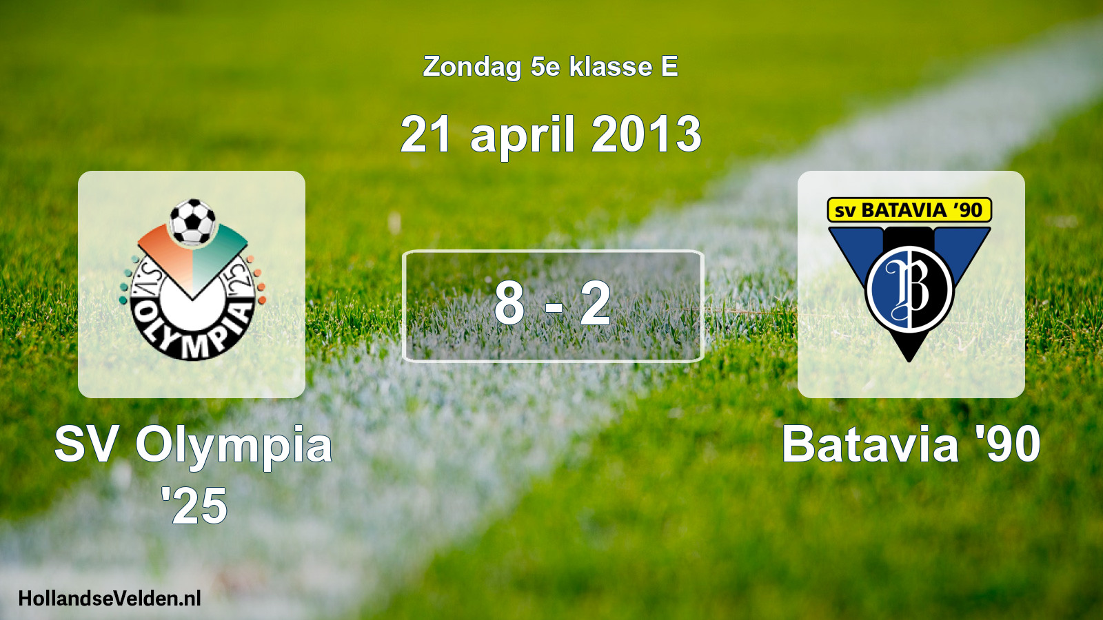Total number of matches played: SV Olympia '25 - Batavia '90 8 - 2 (21 April 2013)