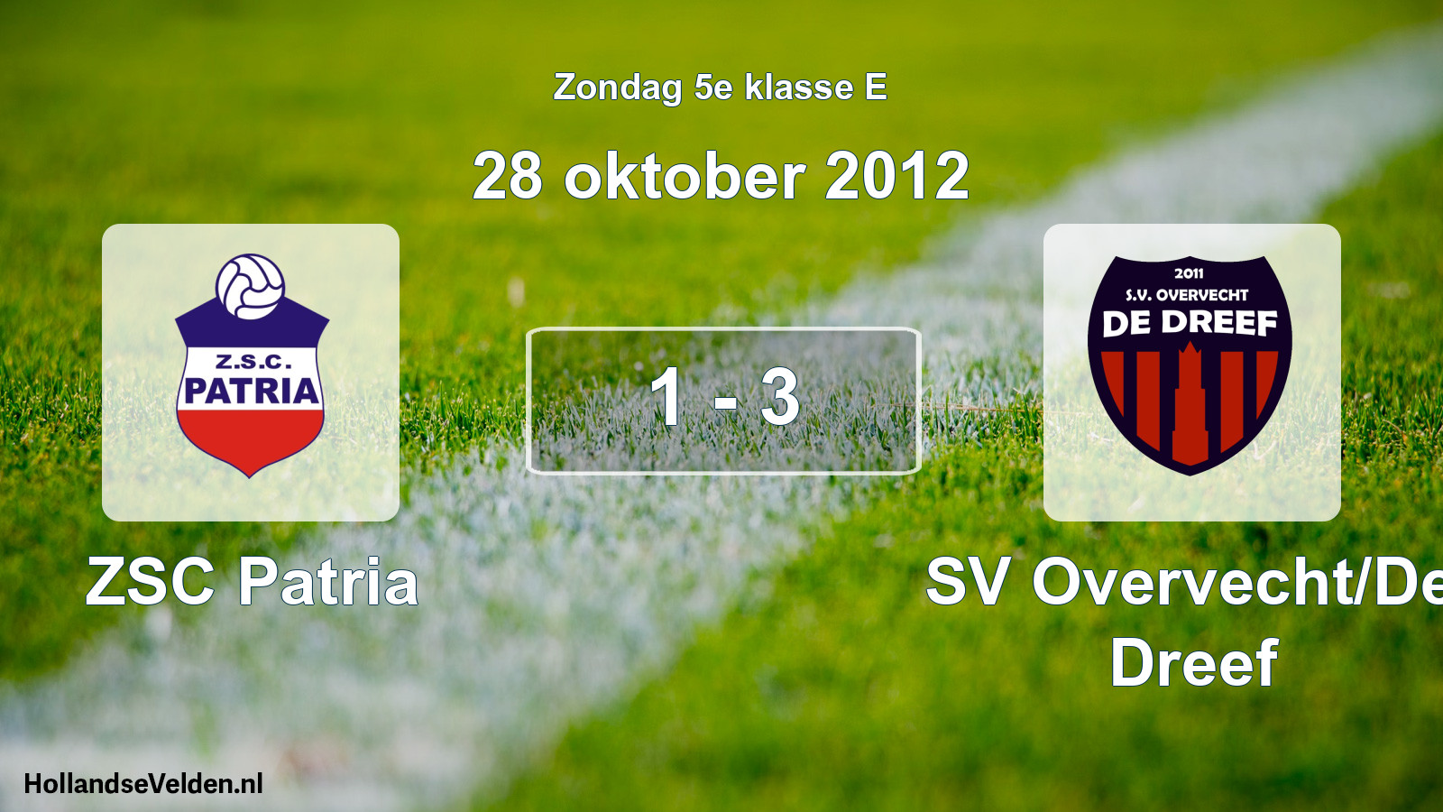 Total number of matches played: ZSC Patria - SV Overvecht/De Dreef 1 - 3 (28 October 2012)