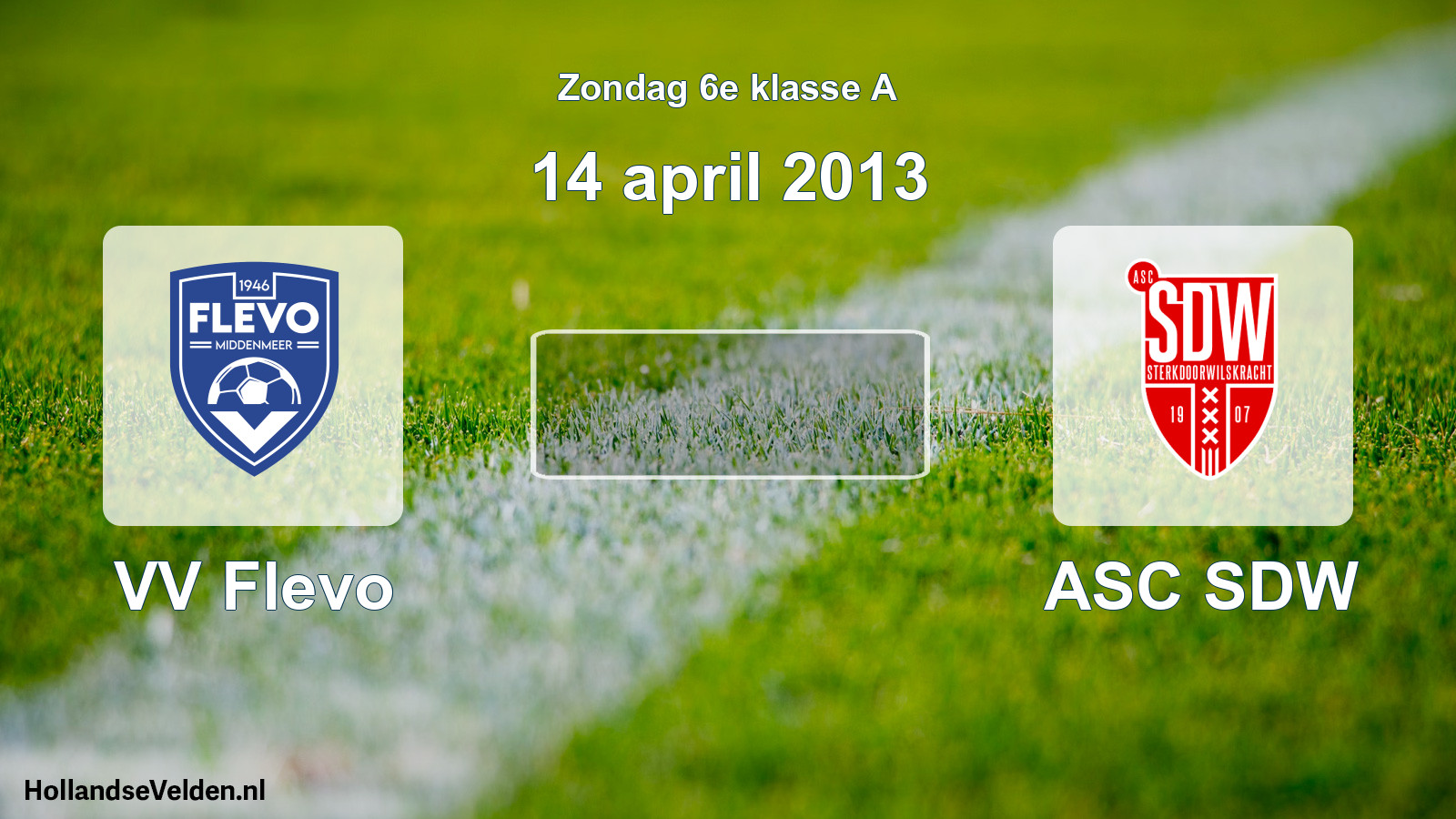 Scheduled Match: VV Flevo - ASC SDW (14 April 2013)