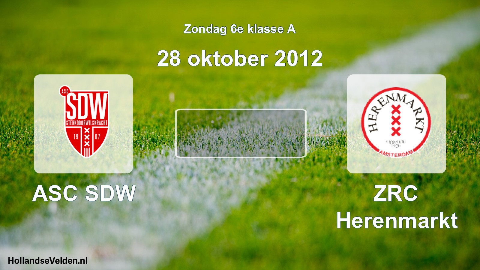 Scheduled Match: ASC SDW - ZRC Herenmarkt (28 October 2012)