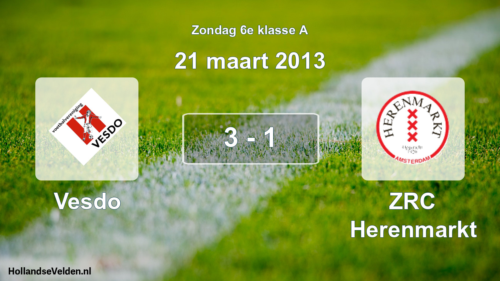 Total number of matches played: Vesdo - ZRC Herenmarkt 3 - 1 (21 March 2013)