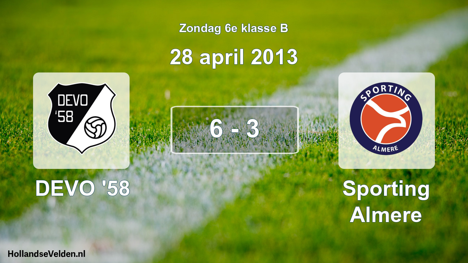 Total number of matches played: DEVO '58 - Sporting Almere 6 - 3 (28 April 2013)