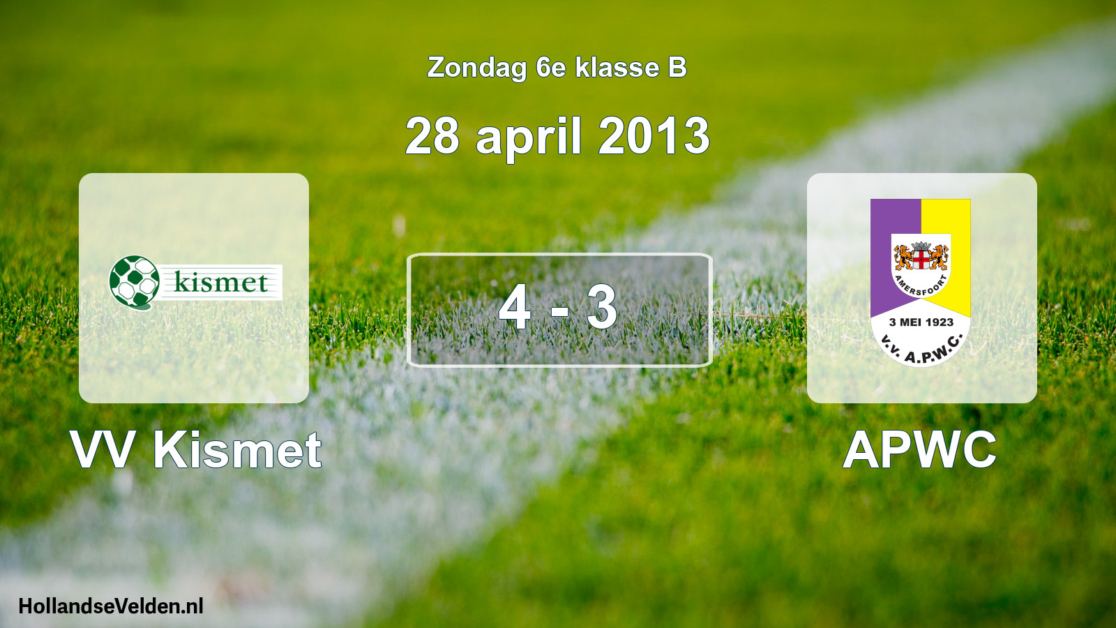 Total number of matches played: VV Kismet - APWC 4 - 3 (28 April 2013)