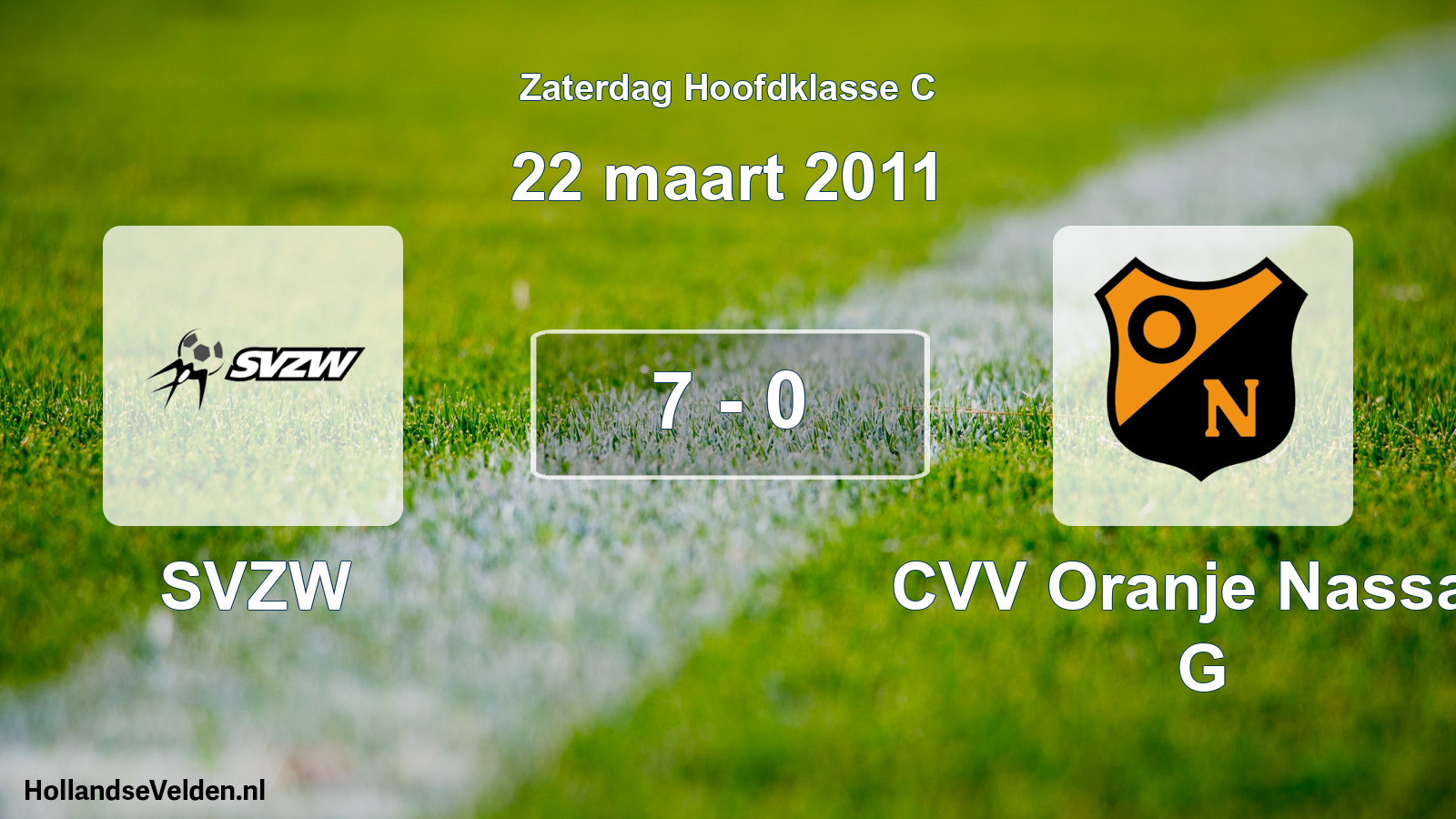Total number of matches played: SVZW - CVV Oranje Nassau G 7 - 0 (22 March 2011)