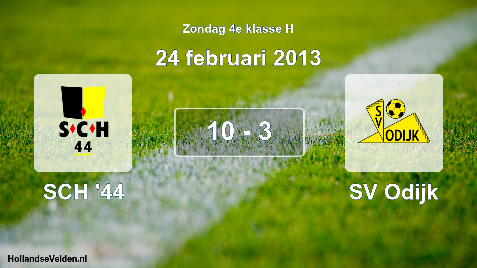 Total number of matches played: SCH '44 - SV Odijk 10 - 3 (24 February 2013)