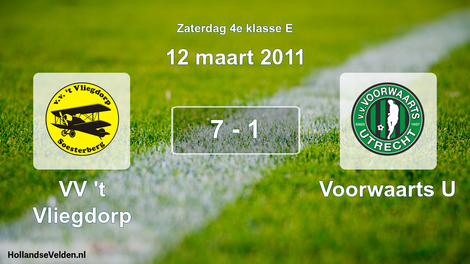 Total number of matches played: VV 't Vliegdorp - Voorwaarts U 7 - 1 (12 March 2011)