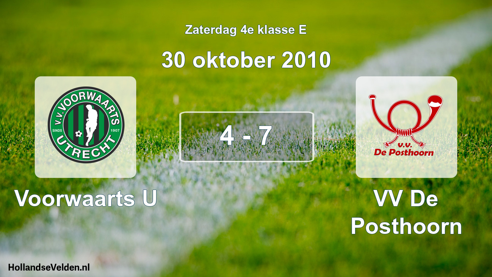 Total number of matches played: Voorwaarts U - VV De Posthoorn 4 - 7 (30 October 2010)