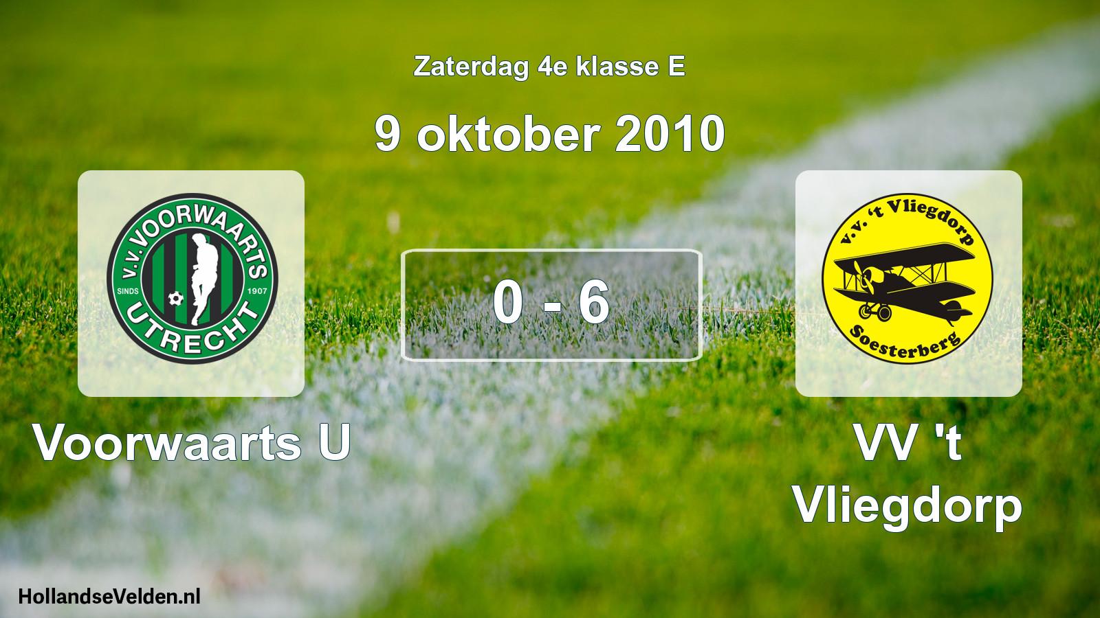 Total number of matches played: Voorwaarts U - VV 't Vliegdorp 0 - 6 (9 October 2010)