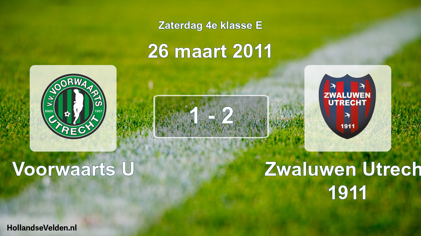 Total number of matches played: Voorwaarts U - Zwaluwen Utrecht 1911 1 - 2 (26 March 2011)