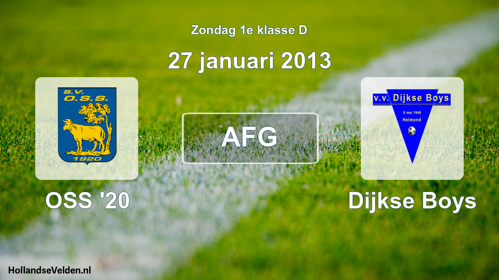 Scheduled Match: OSS '20 - Dijkse Boys (27 January 2013)