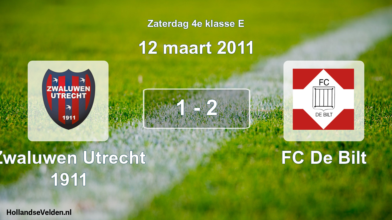 Total number of matches played: Zwaluwen Utrecht 1911 - FC De Bilt 1 - 2 (12 March 2011)