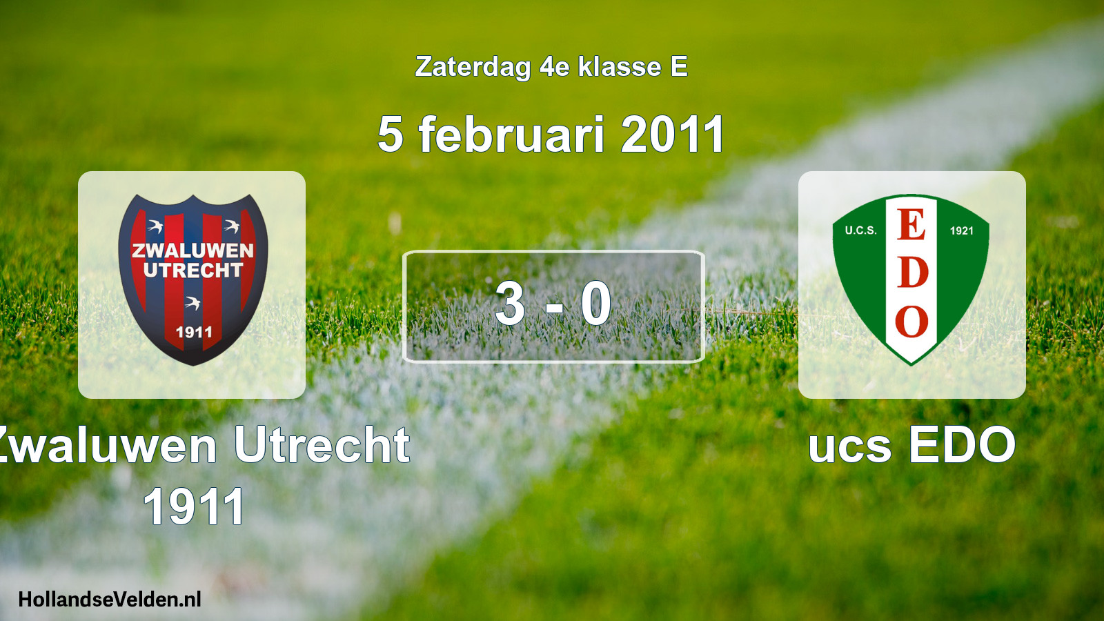 Total number of matches played: Zwaluwen Utrecht 1911 - ucs EDO 3 - 0 (5 February 2011)
