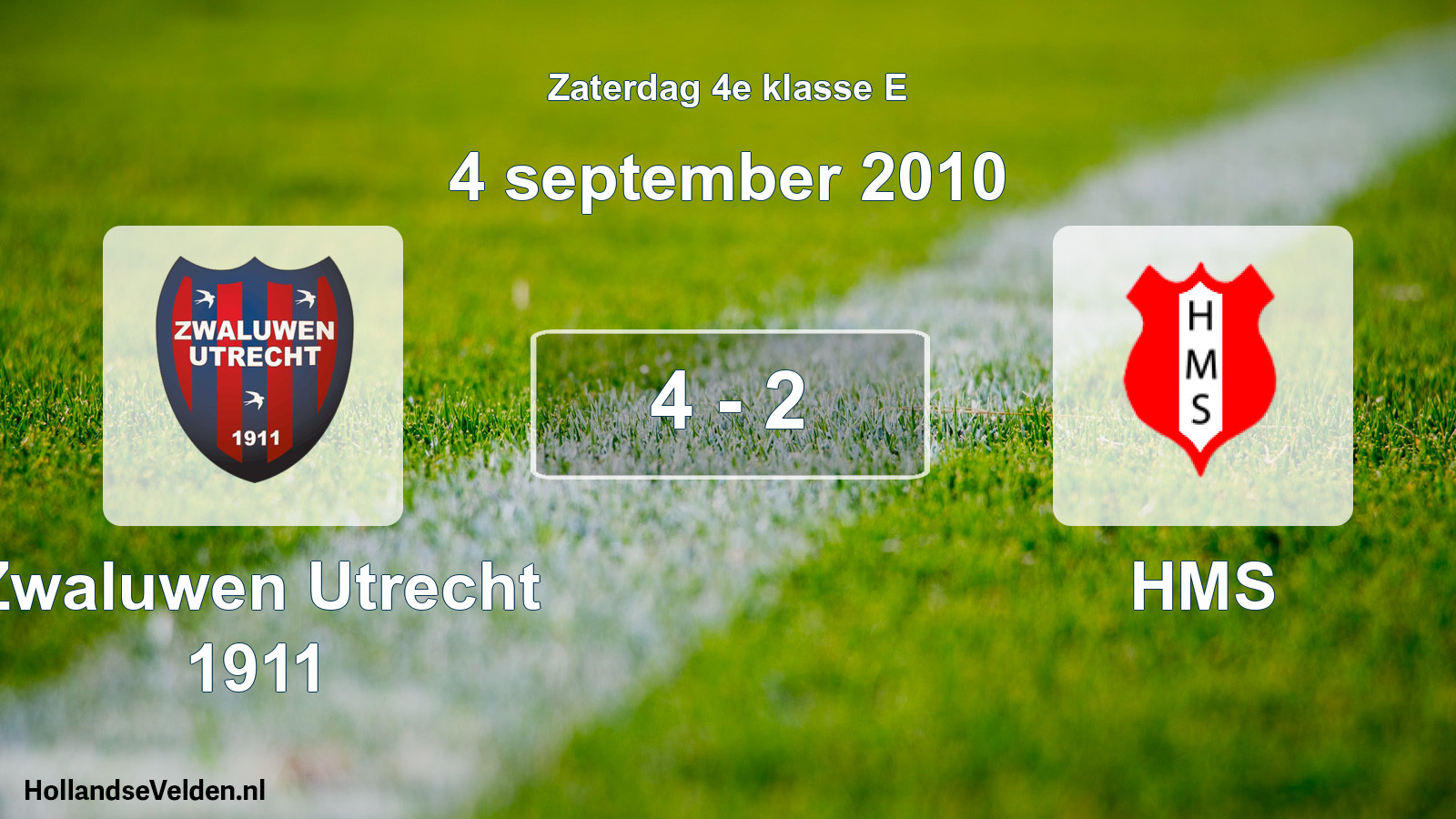 Total number of matches played: Zwaluwen Utrecht 1911 - HMS 4 - 2 (4 September 2010)