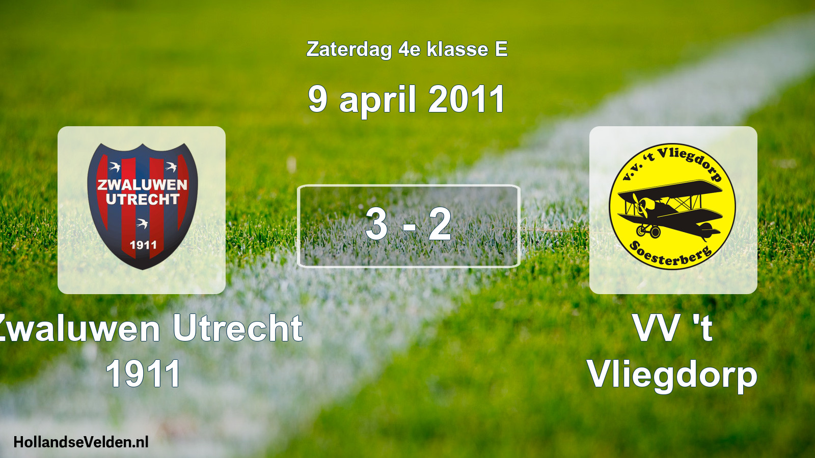 Total number of matches played: Zwaluwen Utrecht 1911 - VV 't Vliegdorp 3 - 2 (9 April 2011)