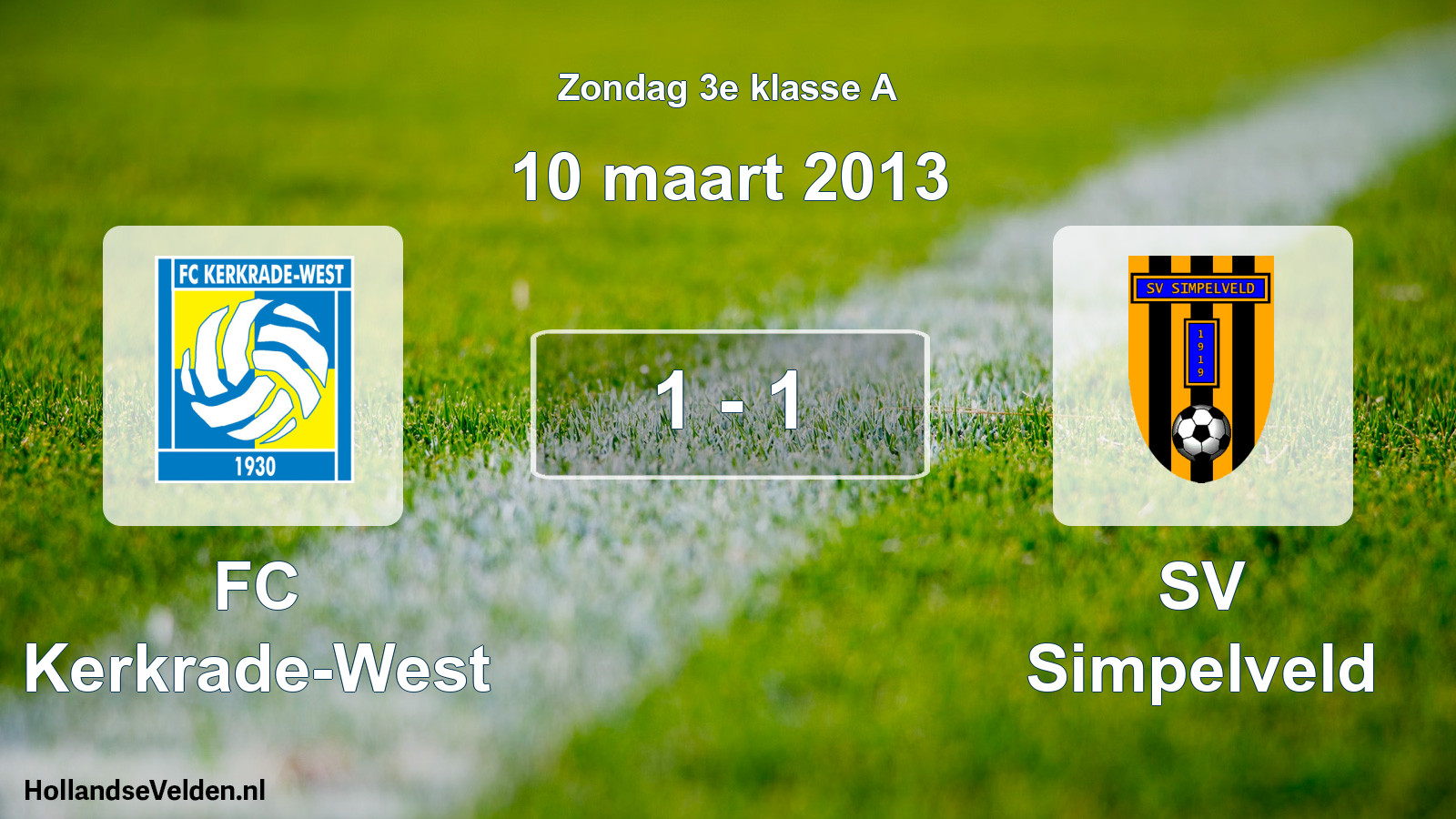 Total number of matches played: FC Kerkrade-West - SV Simpelveld 1 - 1 (10 March 2013)