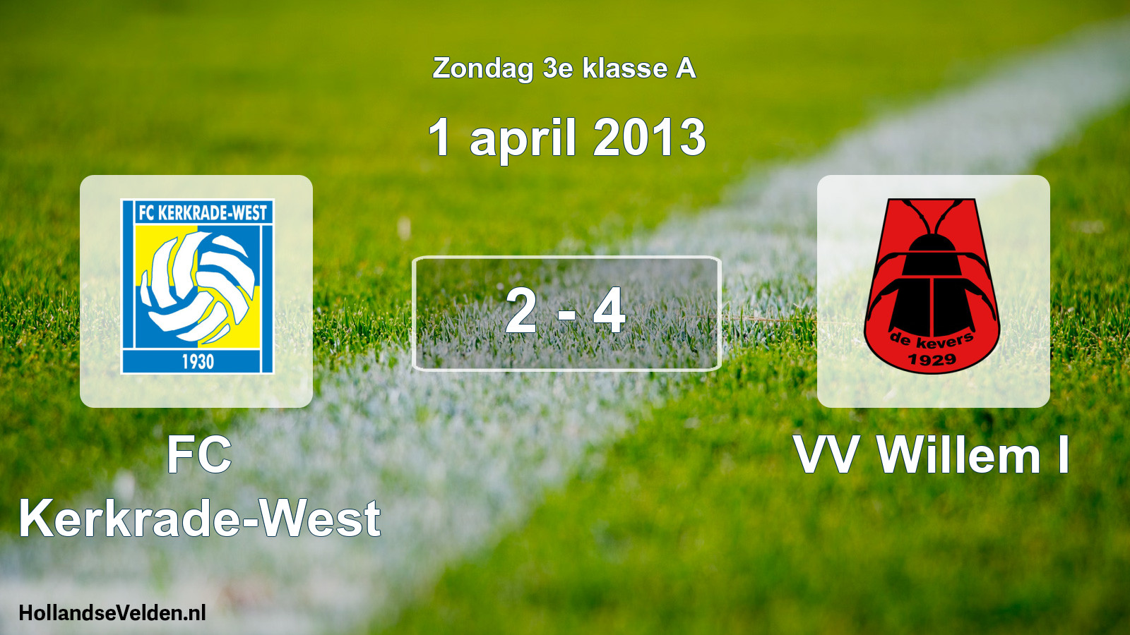 Total number of matches played: FC Kerkrade-West - VV Willem I 2 - 4 (1 April 2013)