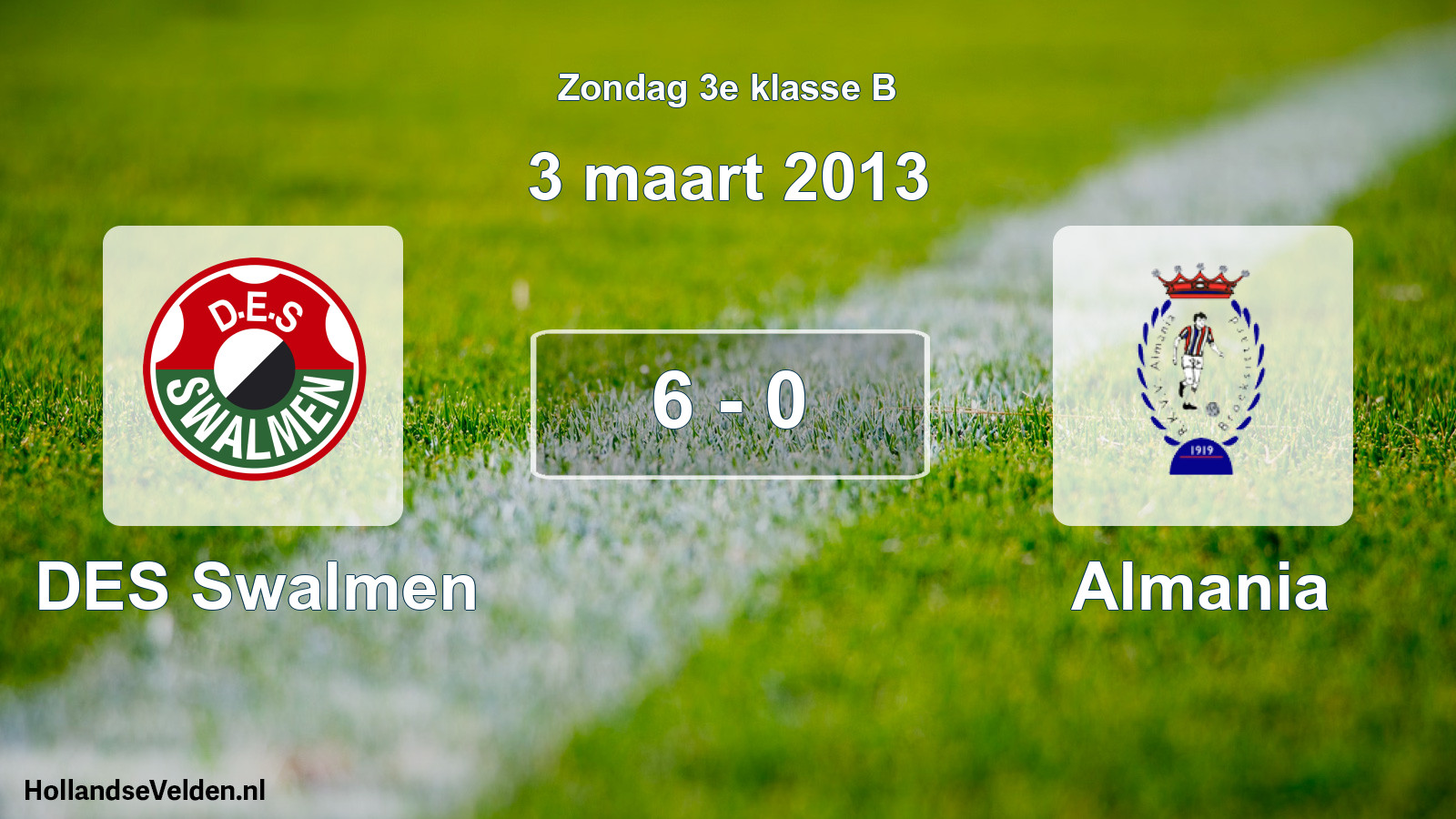 Total number of matches played: DES Swalmen - Almania 6 - 0 (3 March 2013)