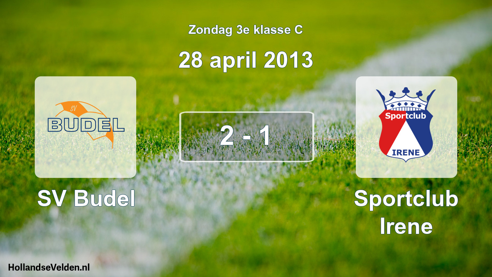 Total number of matches played: SV Budel - Sportclub Irene 2 - 1 (28 April 2013)