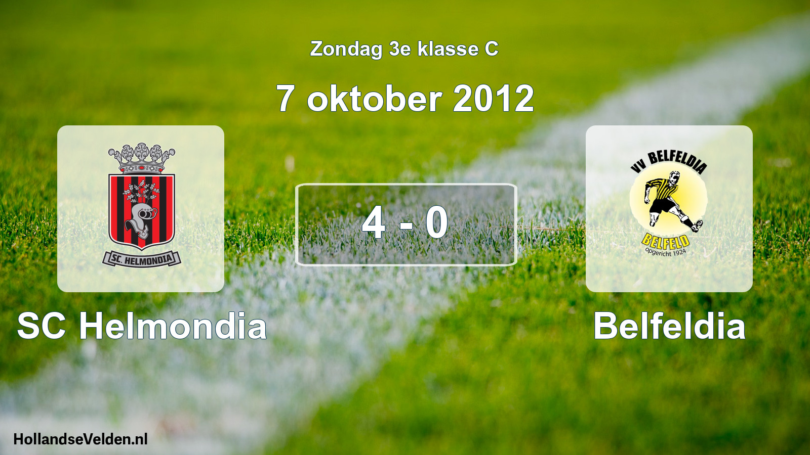 Total number of matches played: SC Helmondia - Belfeldia 4 - 0 (7 October 2012)