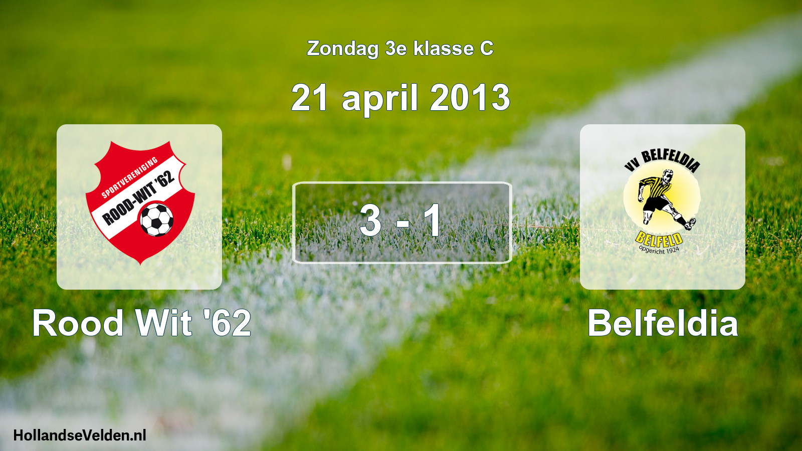 Total number of matches played: Rood Wit '62 - Belfeldia 3 - 1 (21 April 2013)
