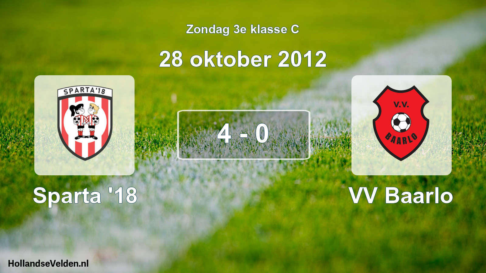 Total number of matches played: Sparta '18 - VV Baarlo 4 - 0 (28 October 2012)