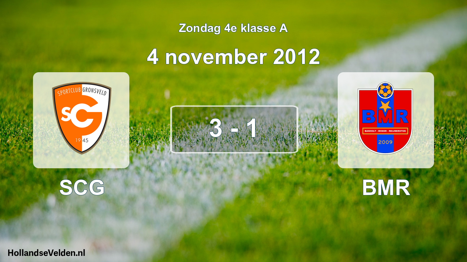 Total number of matches played: SCG - BMR 3 - 1 (4 November 2012)