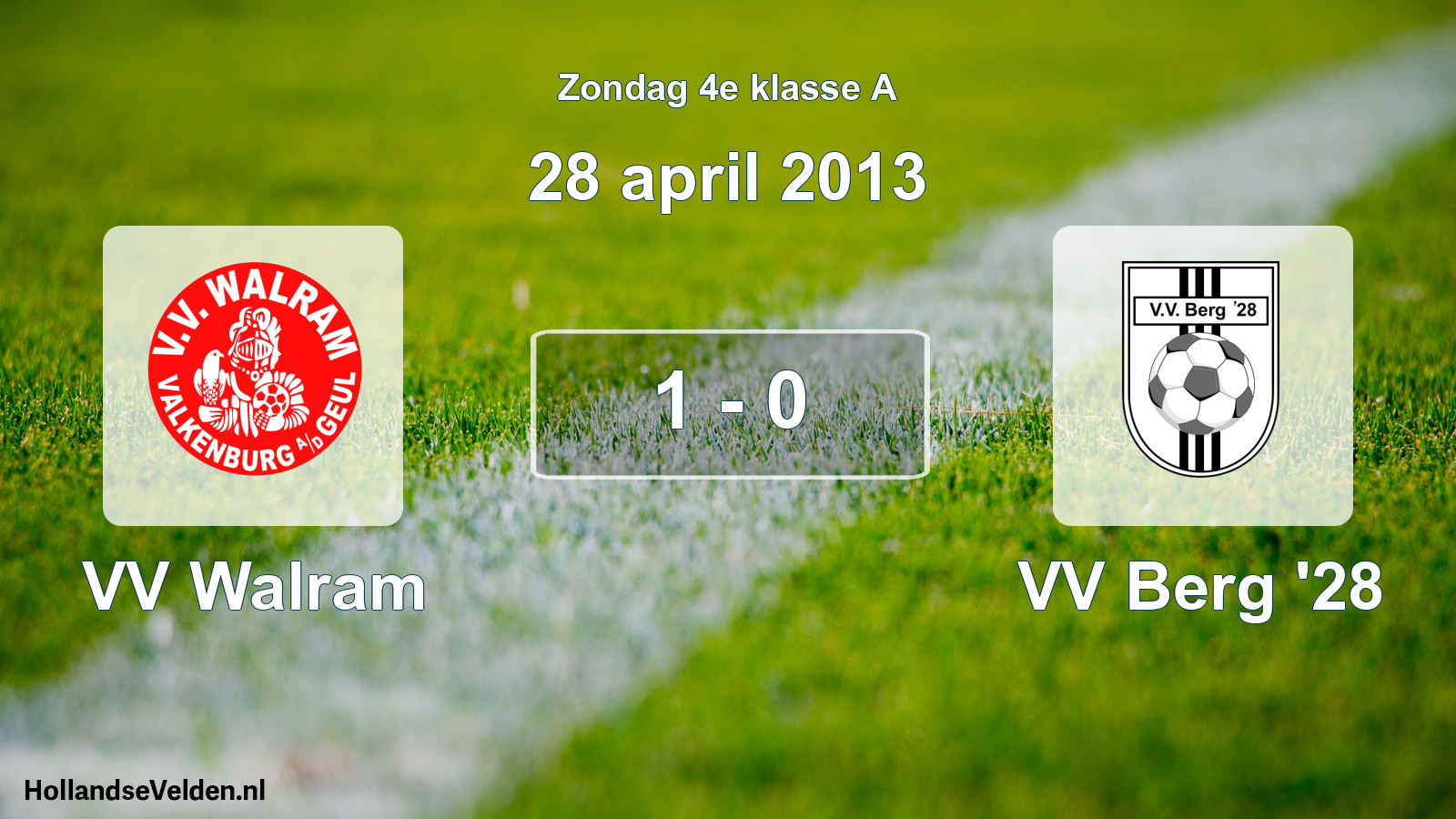 Total number of matches played: VV Walram - VV Berg '28 1 - 0 (28 April 2013)