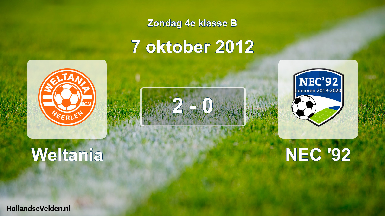 Total number of matches played: Weltania - NEC '92 2 - 0 (7 October 2012)