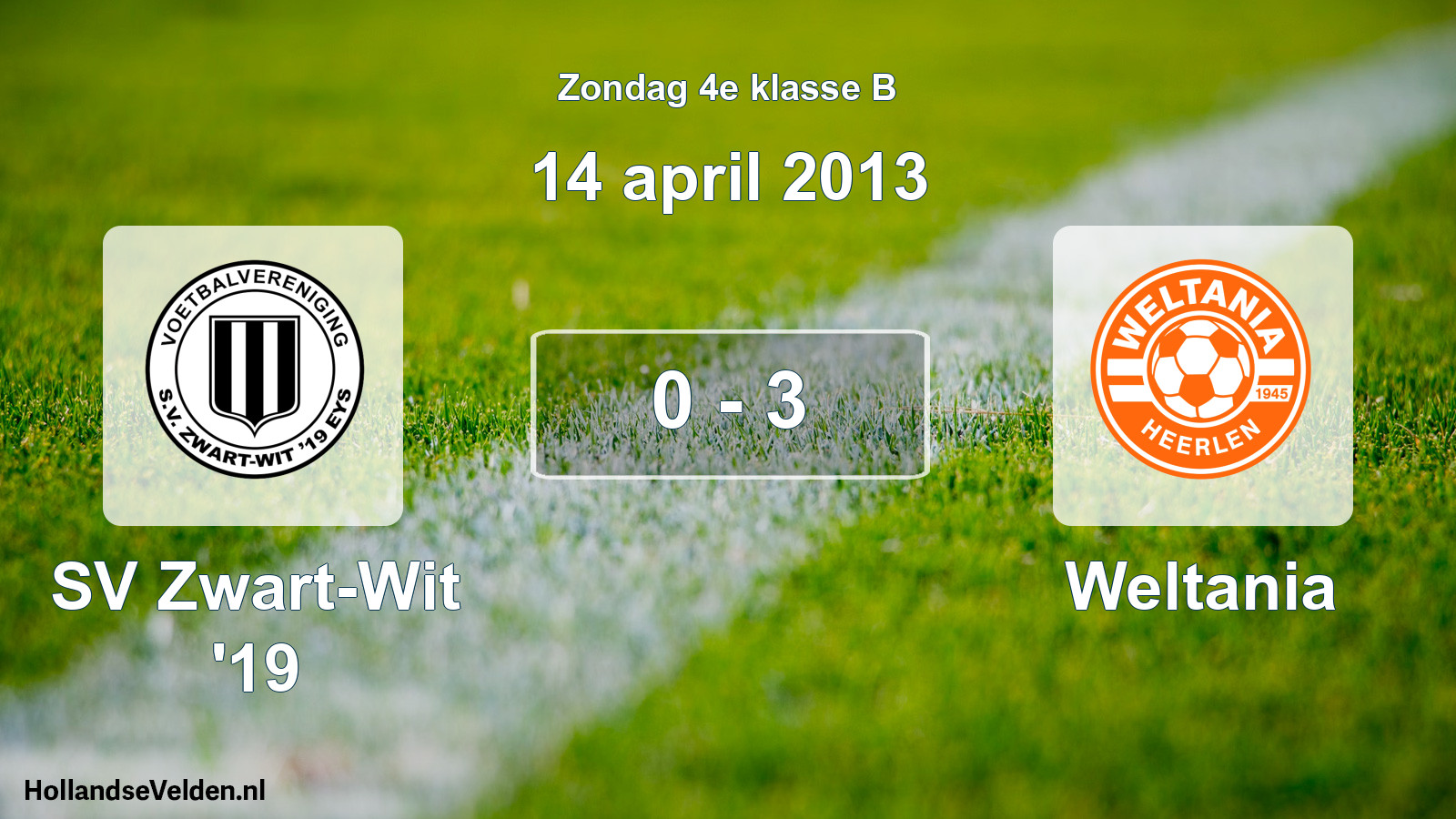 Total number of matches played: SV Zwart-Wit '19 - Weltania 0 - 3 (14 April 2013)