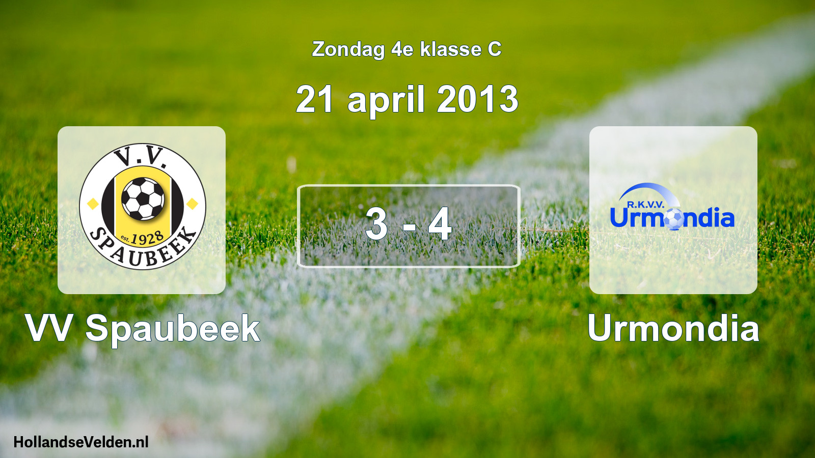 Total number of matches played: VV Spaubeek - Urmondia 3 - 4 (21 April 2013)