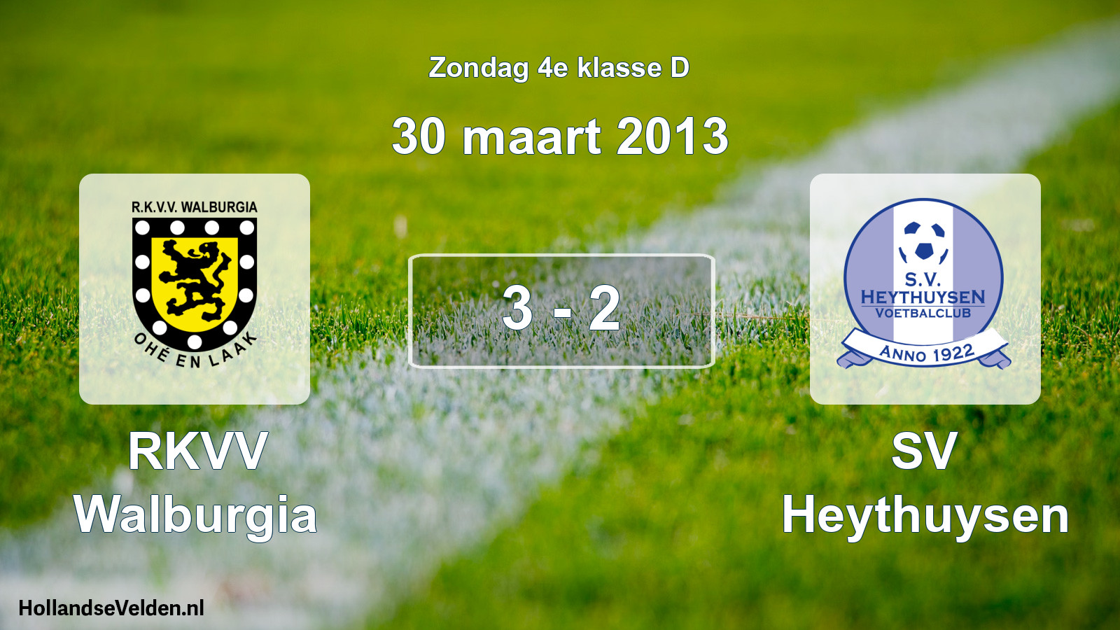 Total number of matches played: RKVV Walburgia - SV Heythuysen 3 - 2 (30 March 2013)
