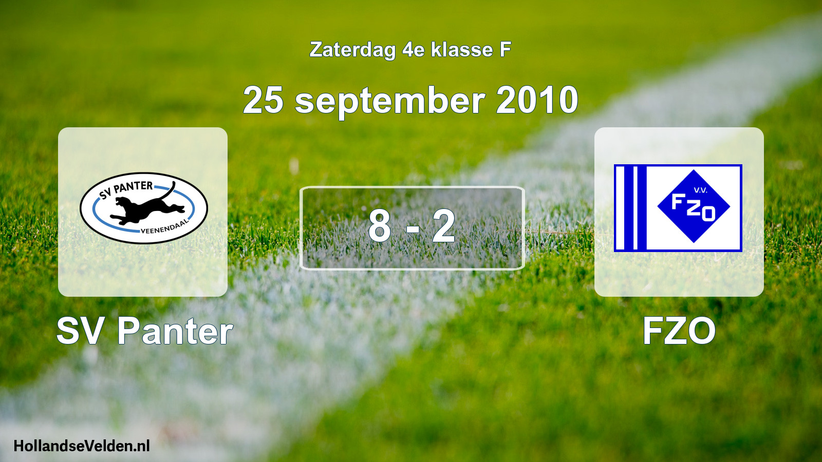 Total number of matches played: SV Panter - FZO 8 - 2 (25 September 2010)