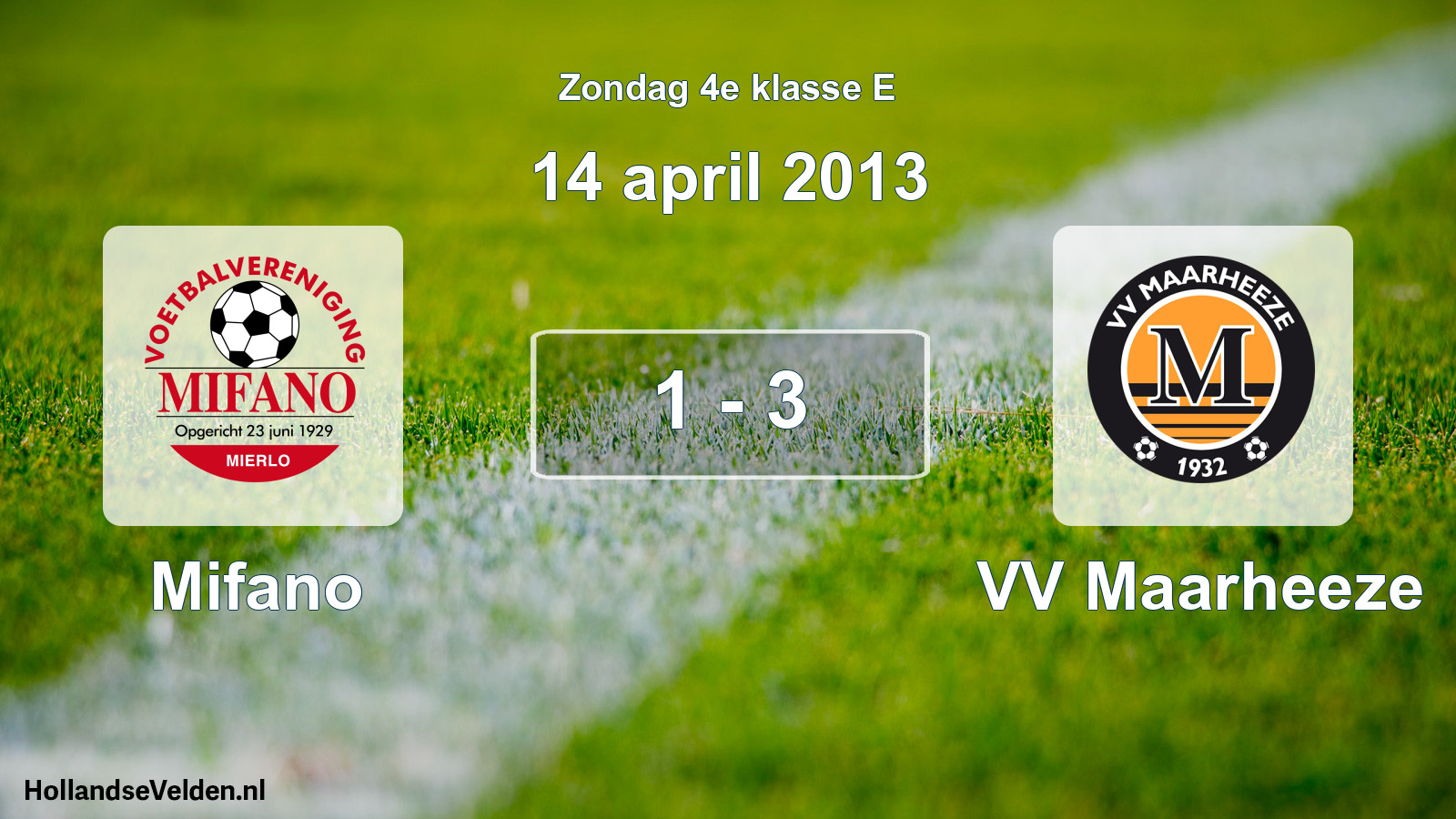 Total number of matches played: Mifano - VV Maarheeze 1 - 3 (14 April 2013)